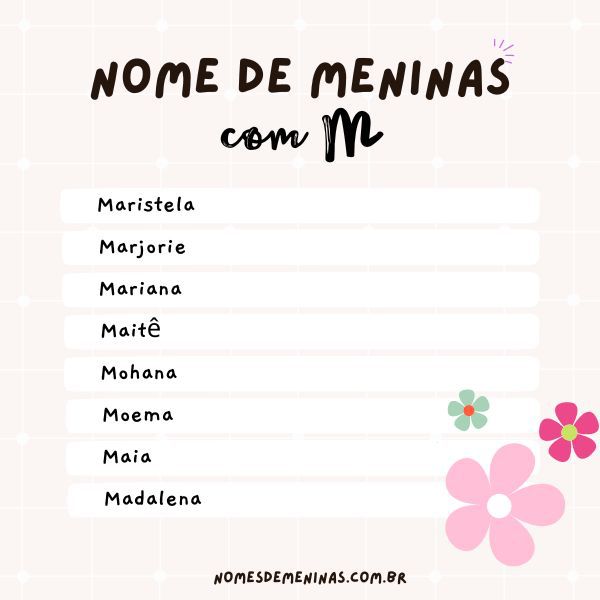nomes para meninas com a letra m