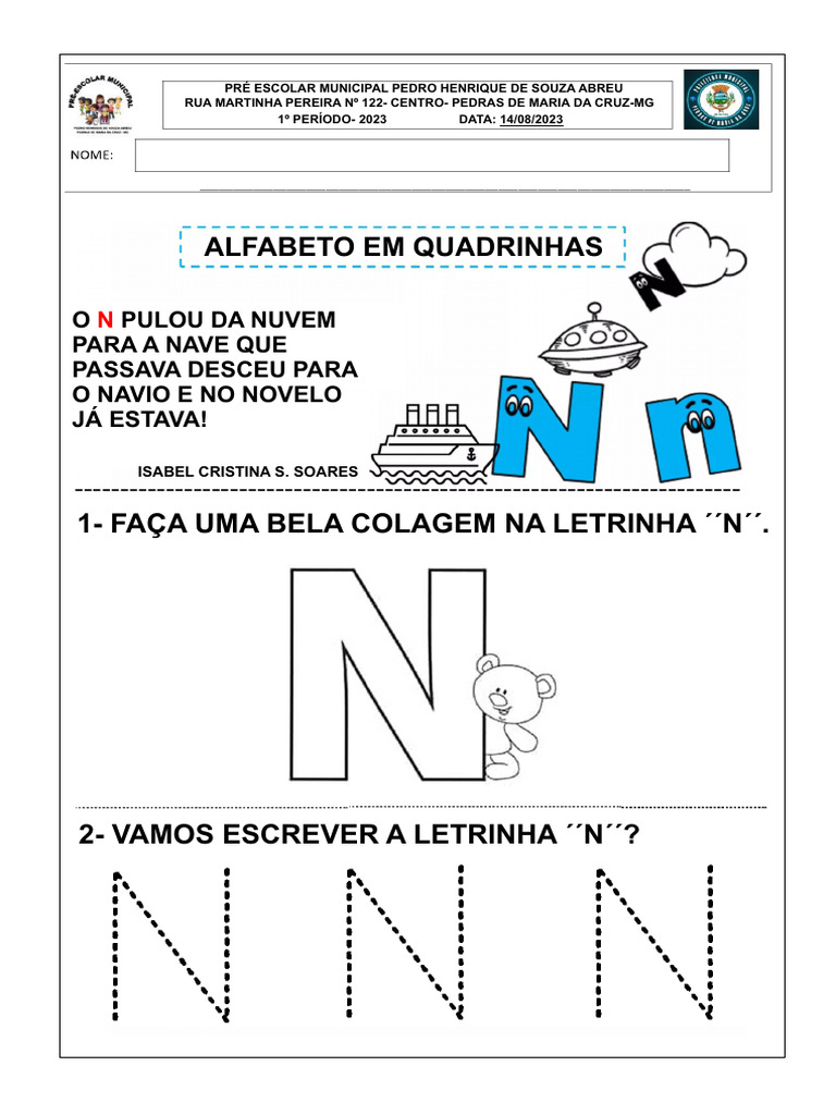 palavras com n para crianças