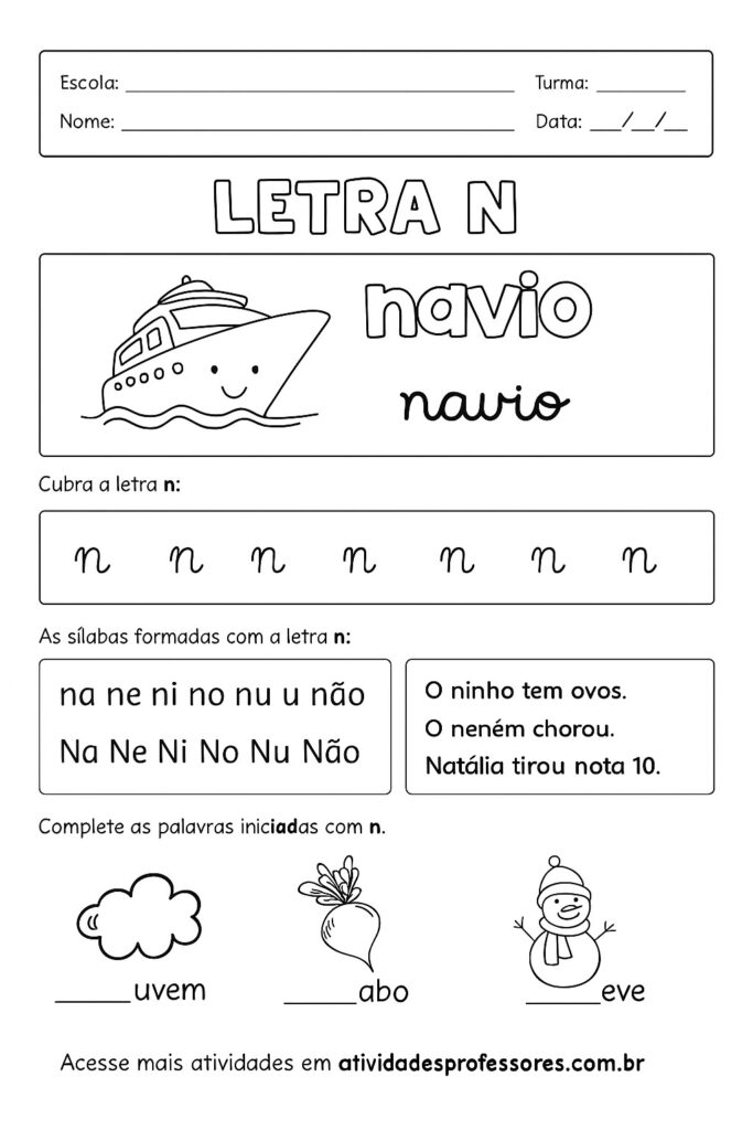 lista de materiais escolares com n