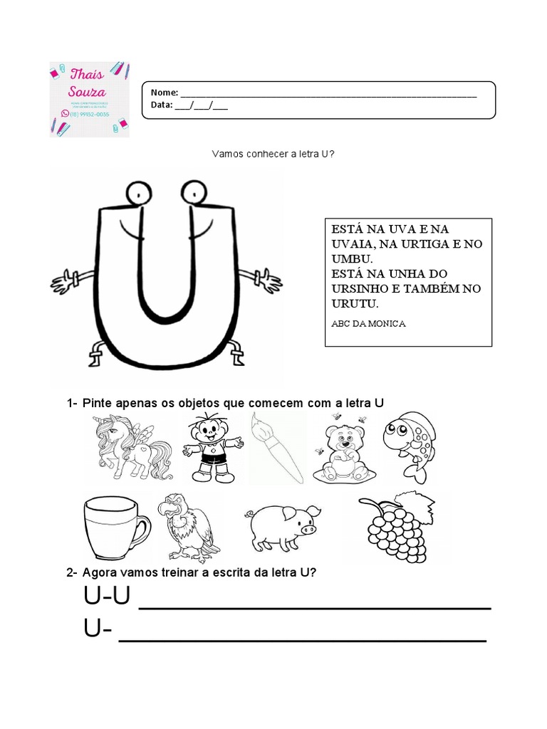 objeto com a letra u