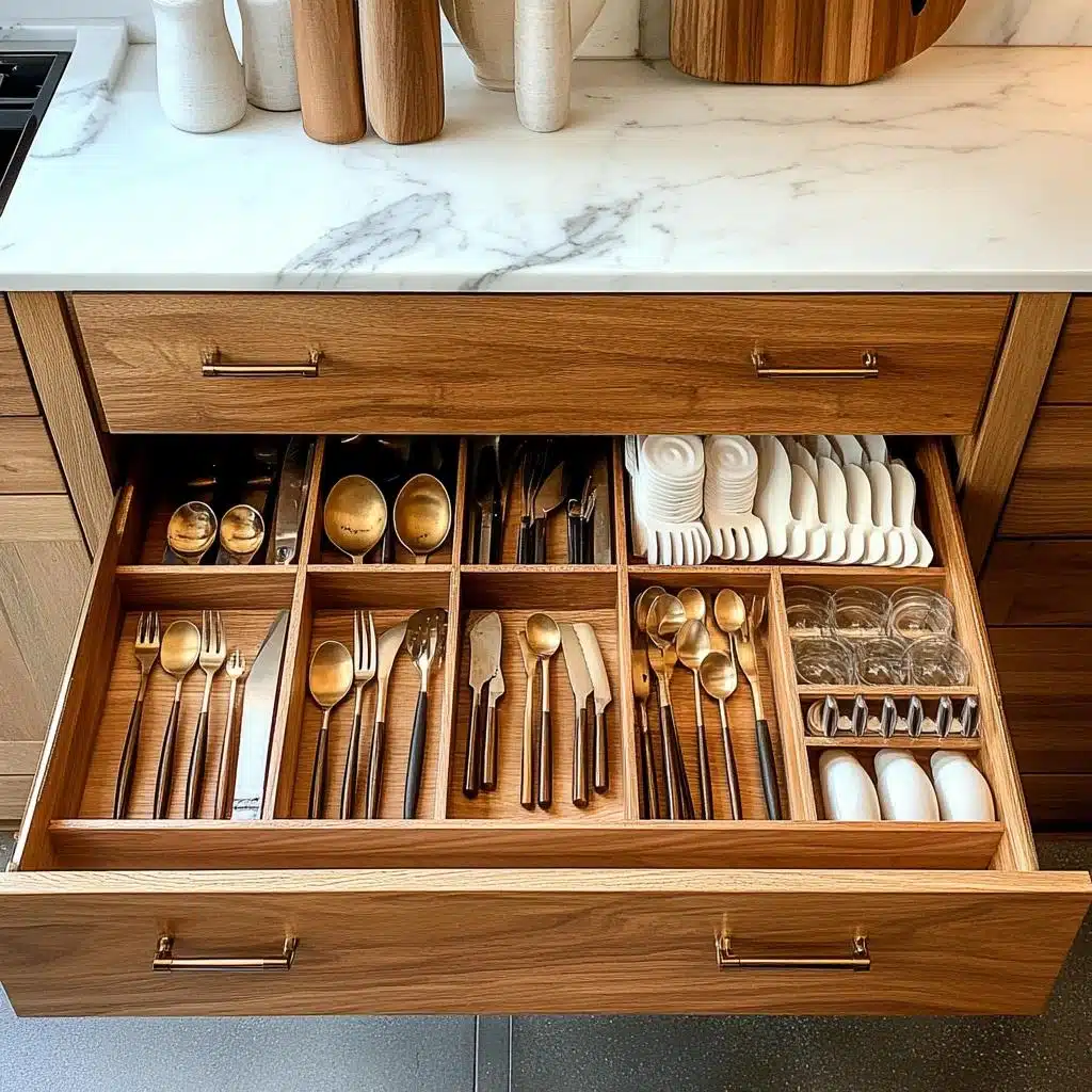 organização da gaveta de talheres