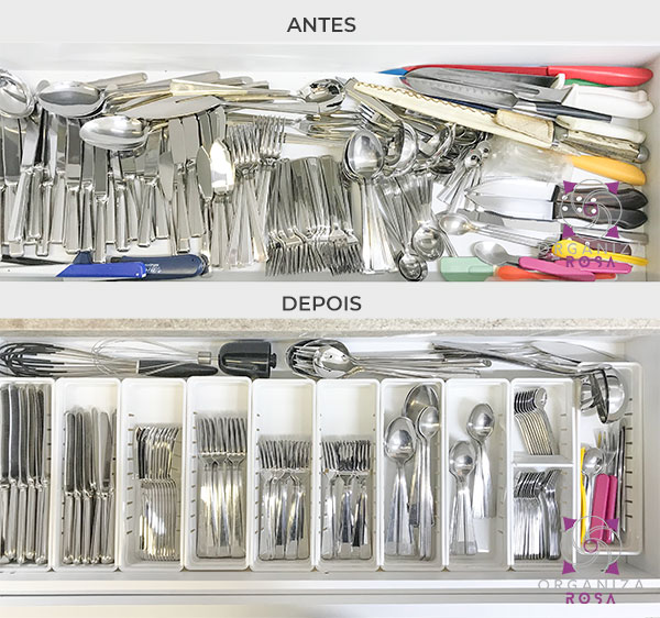 organização da gaveta de talheres