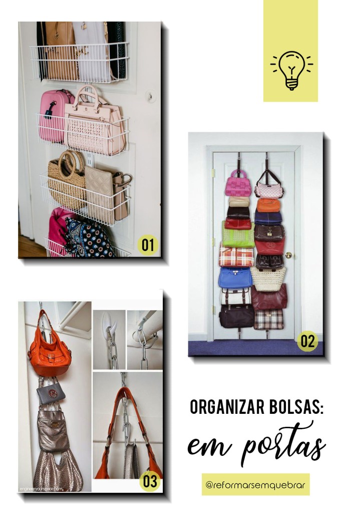 organização de bolsas no guarda roupa