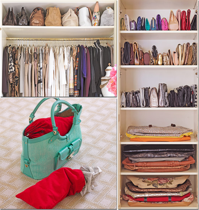organização de closet para bolsas