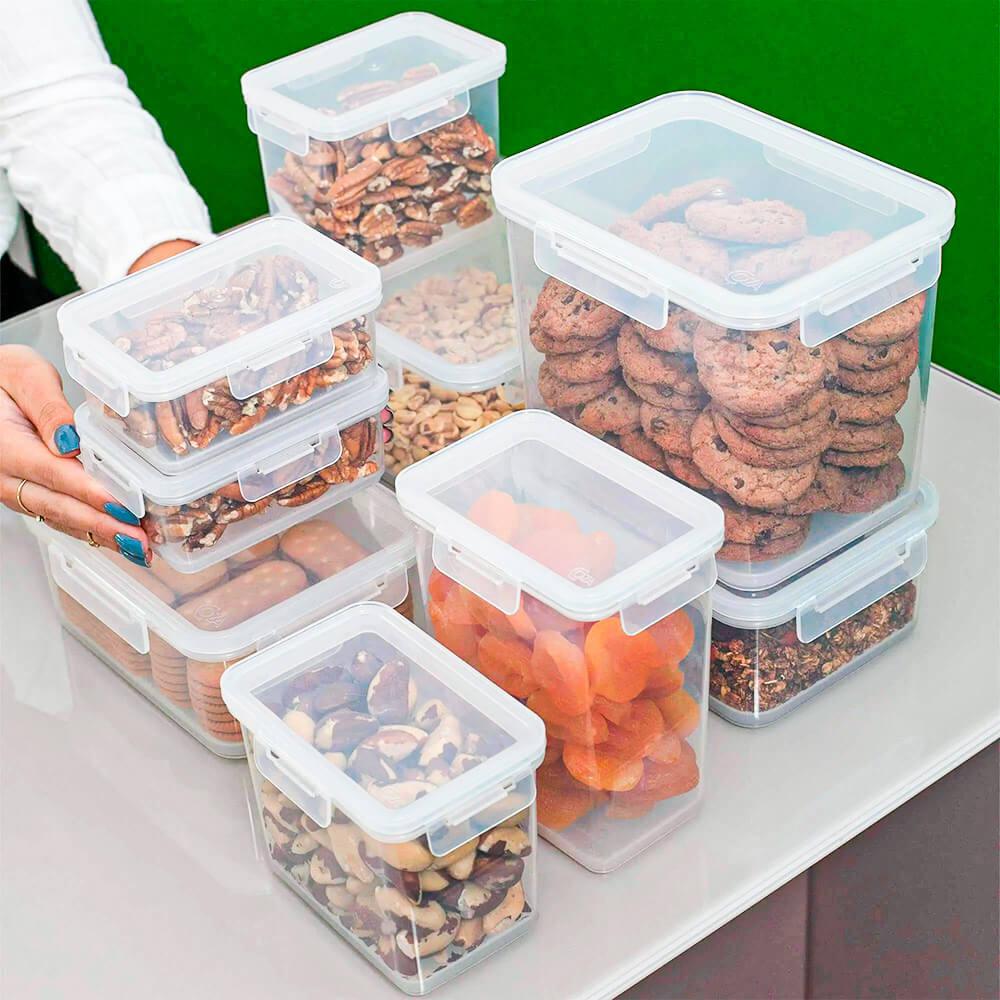 melhor forma de guardar potes de plástico