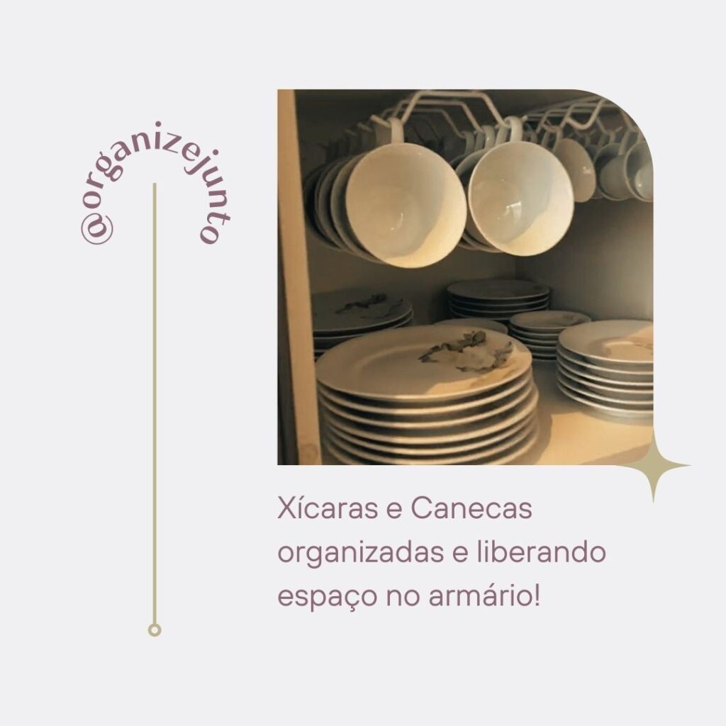 organização de xícaras e canecas