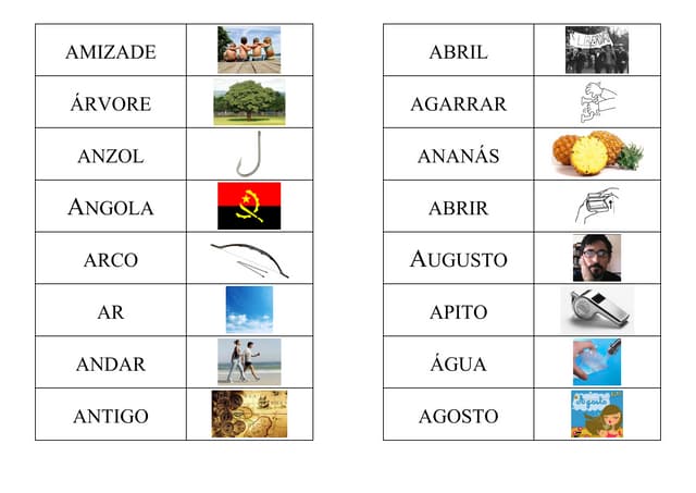 palavras com a letra a no meio