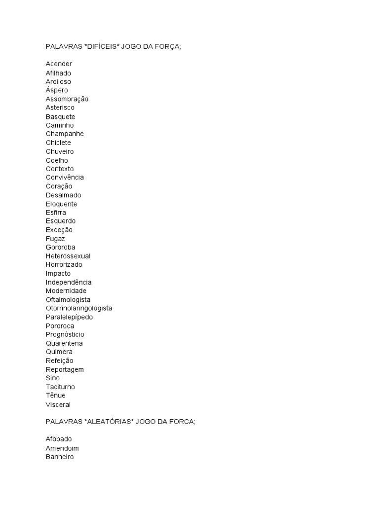 vocabulário difícil jogo da forca