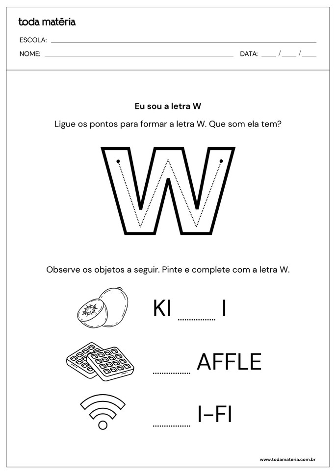 vocabulário com w