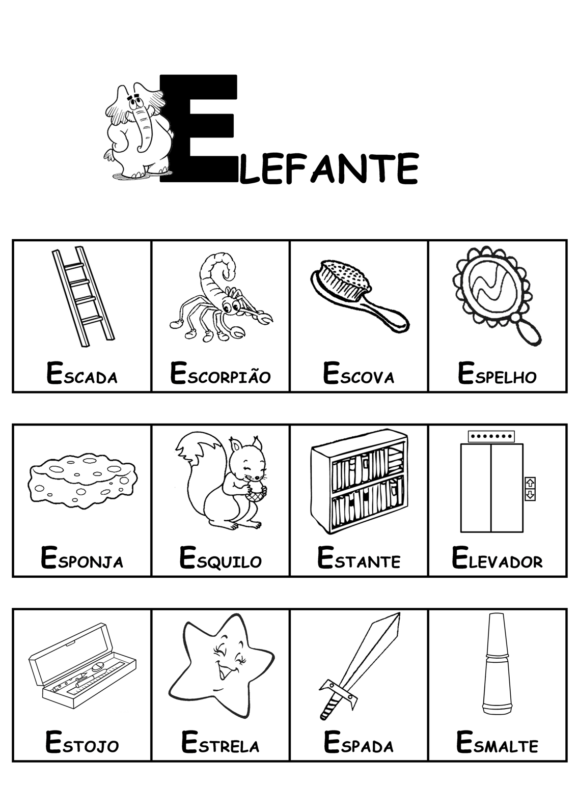 animais com a letra e