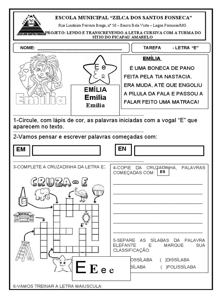 frutas com a letra e