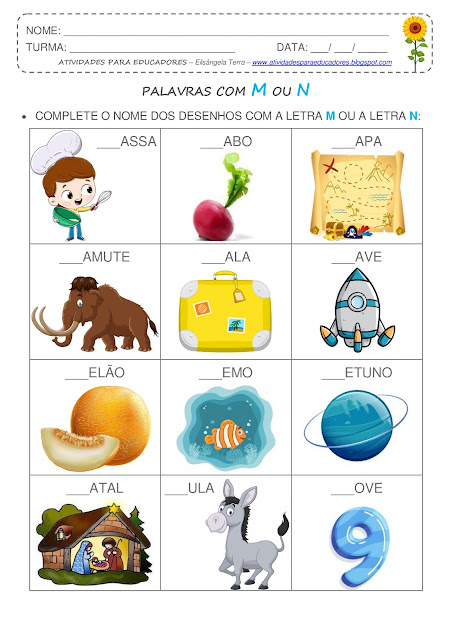 lista de palavras com a letra N