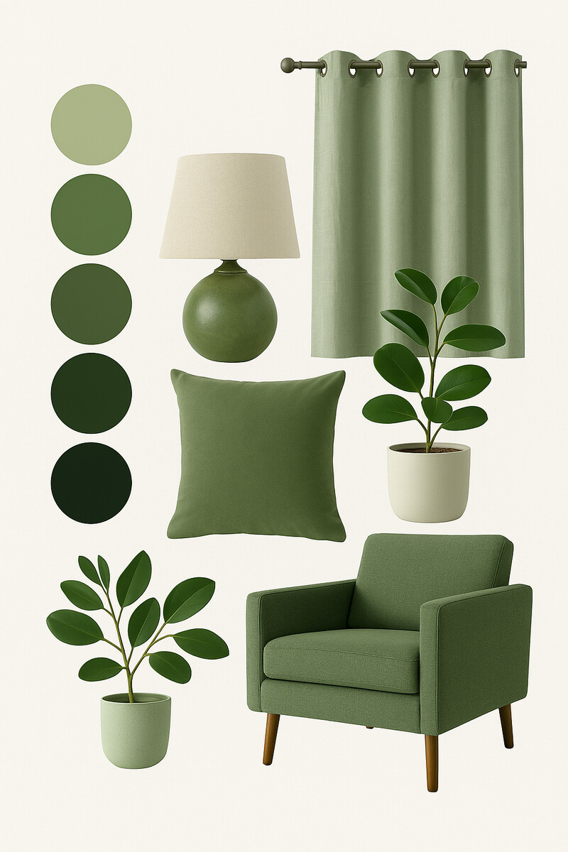verde oliva e cinza claro