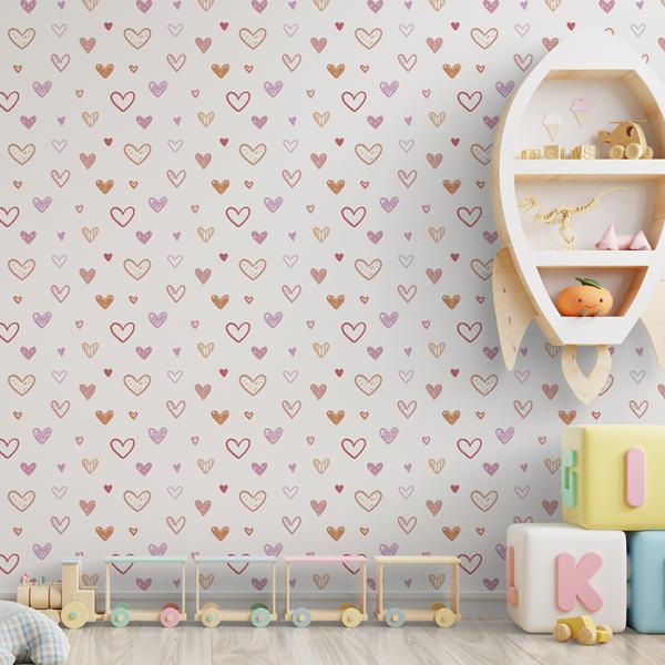 papel de parede de coração para sala