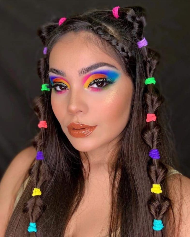 penteado de carnaval com fita