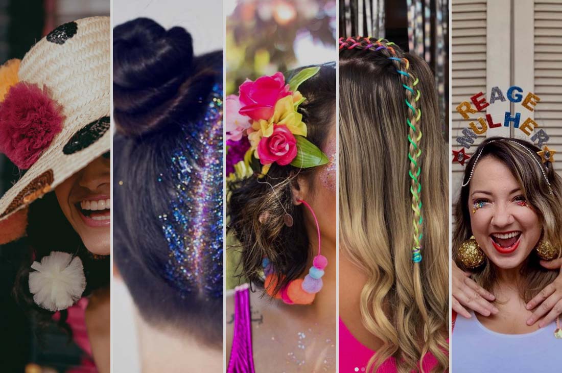 penteado de carnaval com fita
