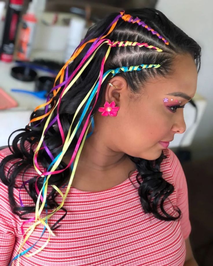 penteado de carnaval com fita