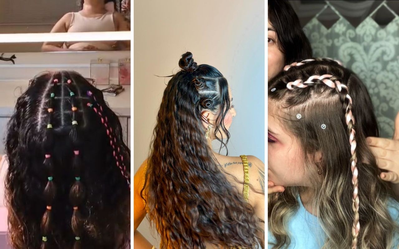 penteado de carnaval com fita