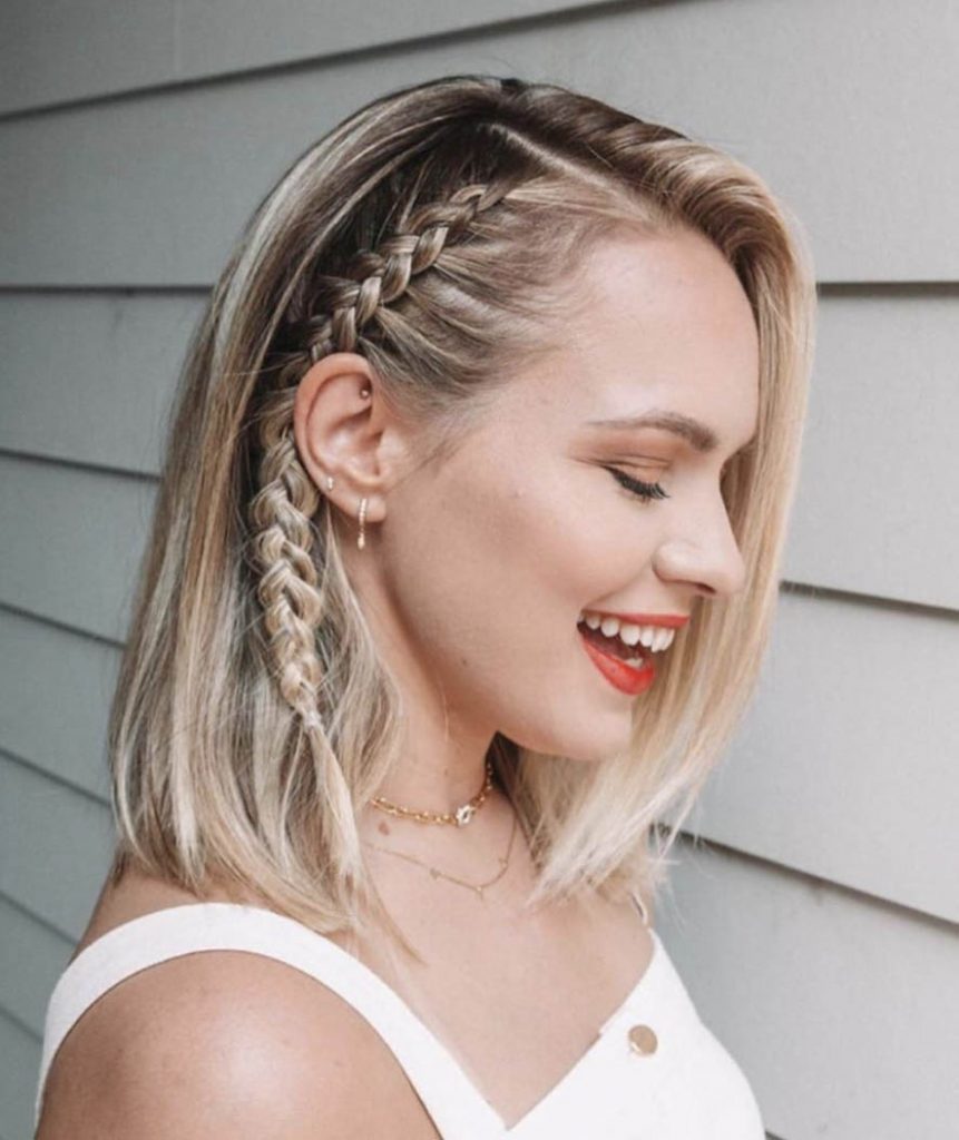 preço penteado trança lateral embutida cabelo curto salão