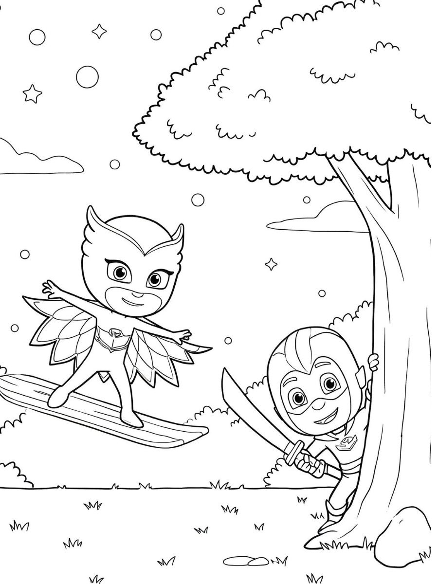melhores desenhos pj masks para colorir criativos
