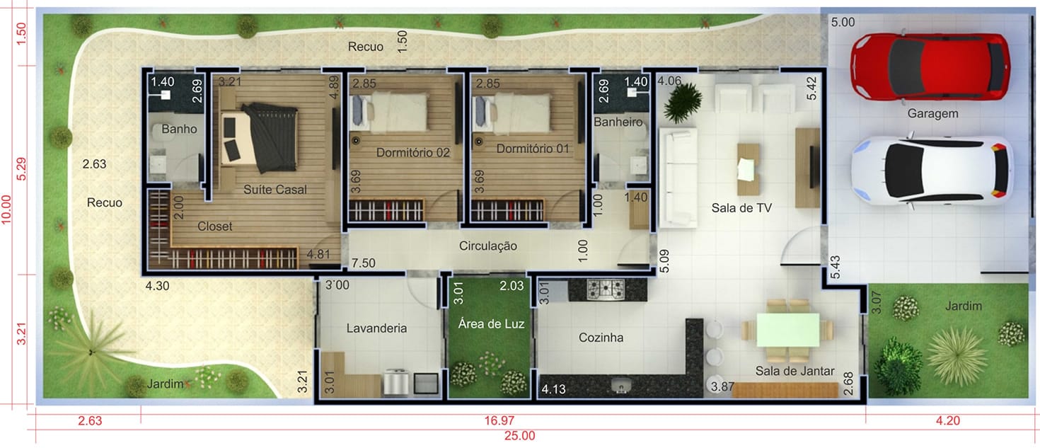 projetos de casas 3 quartos térreas