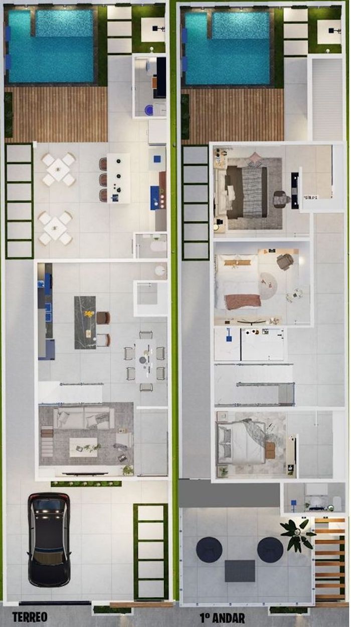 plantas de casas 3 quartos e 2 banheiros
