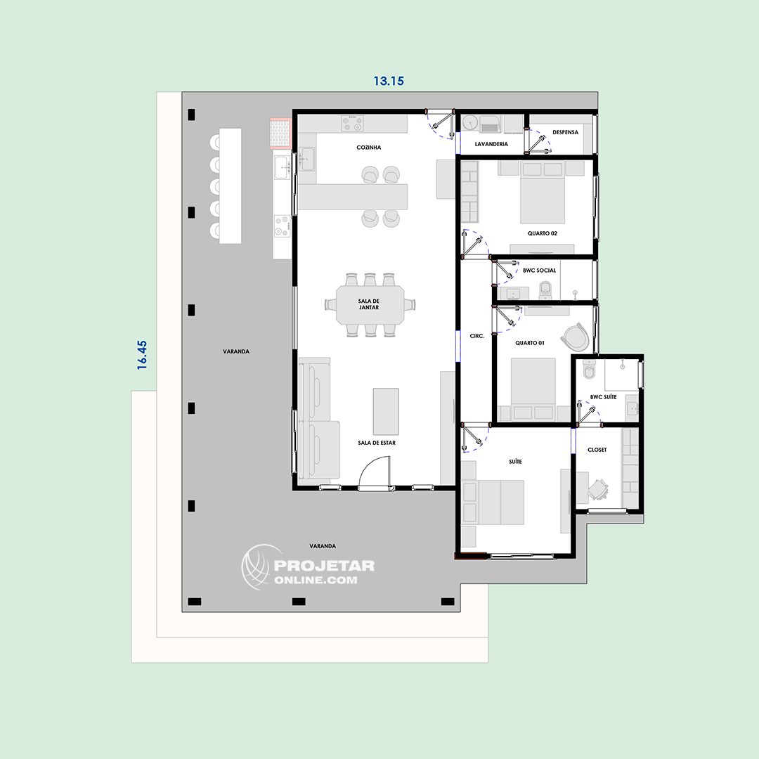 plantas de casas 3 quartos econômicas