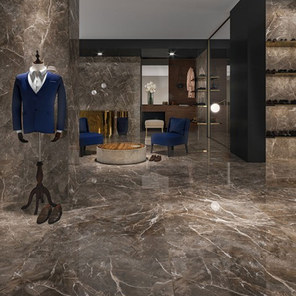 Porcelanato marrom polido para sala