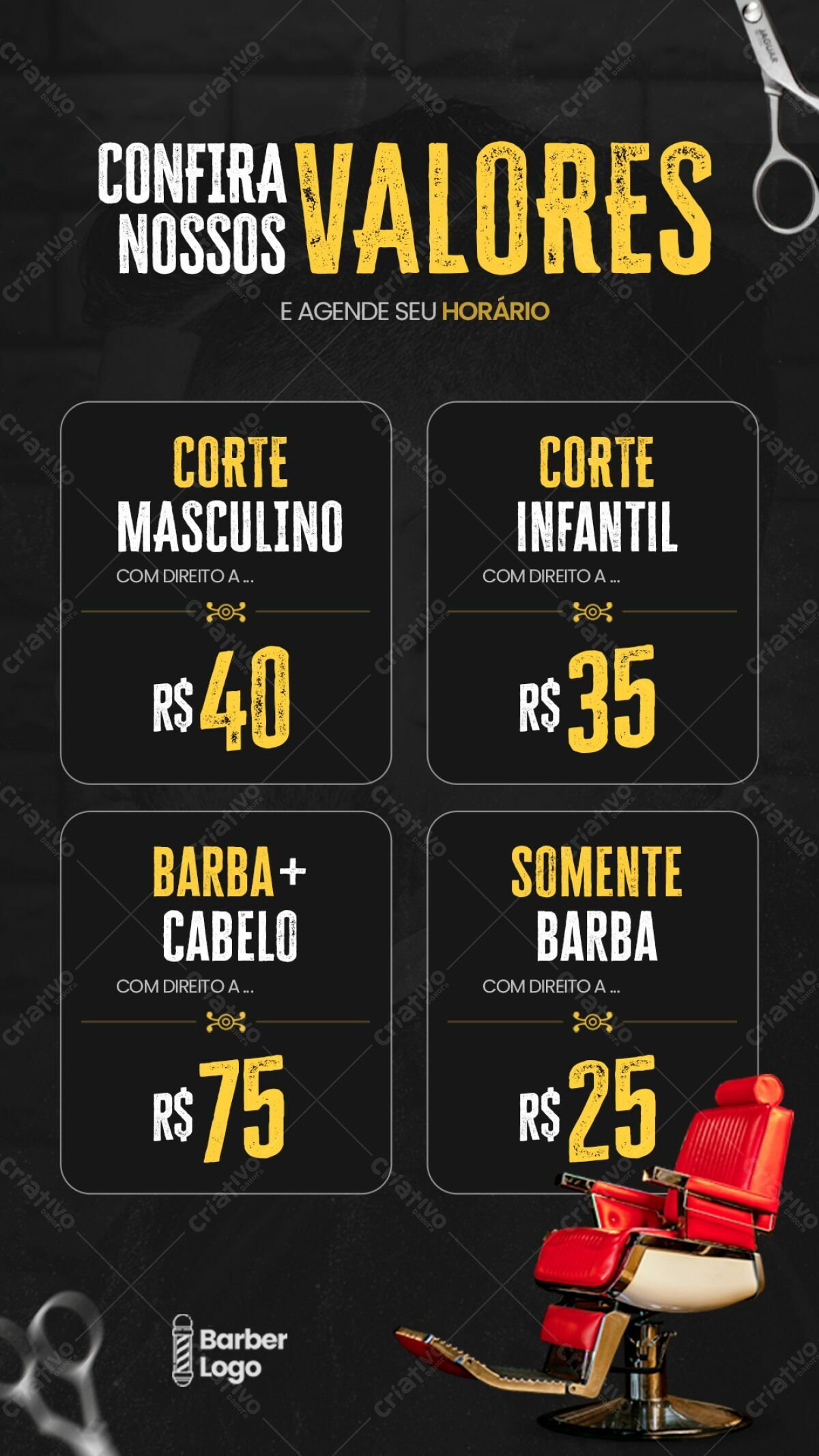 preço corte de cabelo masculino em barbearia