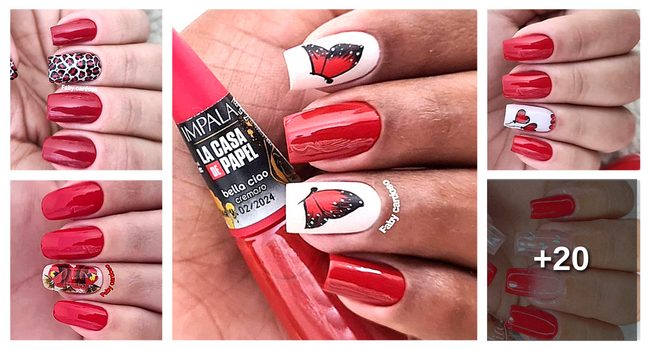 ideias de unhas em gel vermelhas decoradas 2026