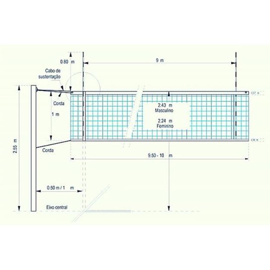 qual a altura da rede de volei