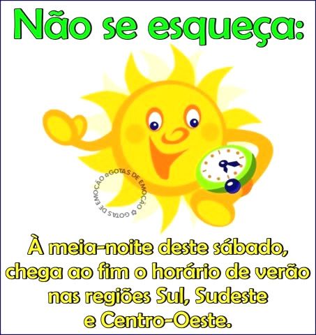 que dia termina o horário de verão