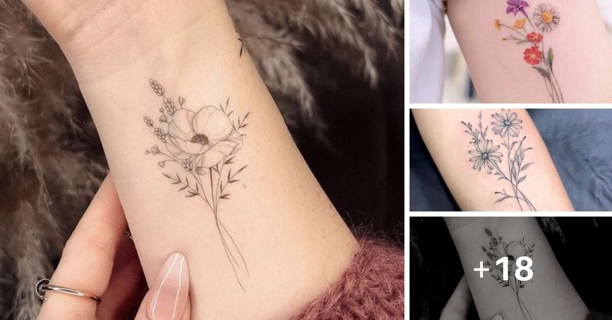 tatuagem ramo de flor braço