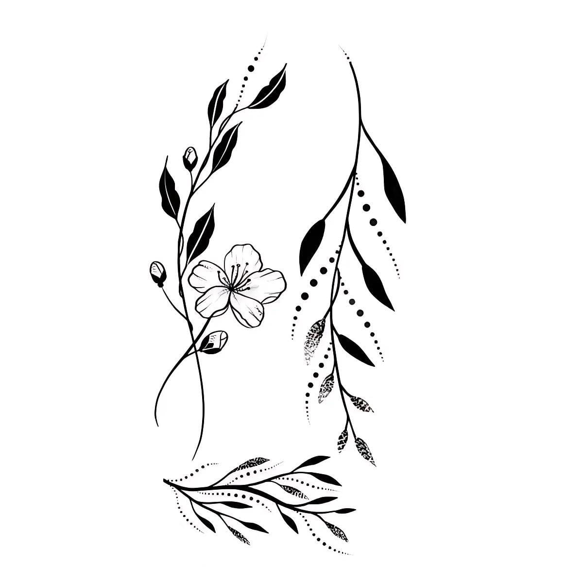 tatuagem ramo de flor costas