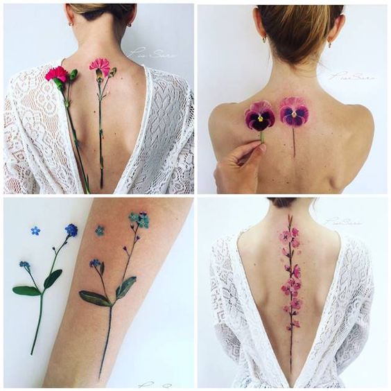 tatuagem ramo de flor pescoço
