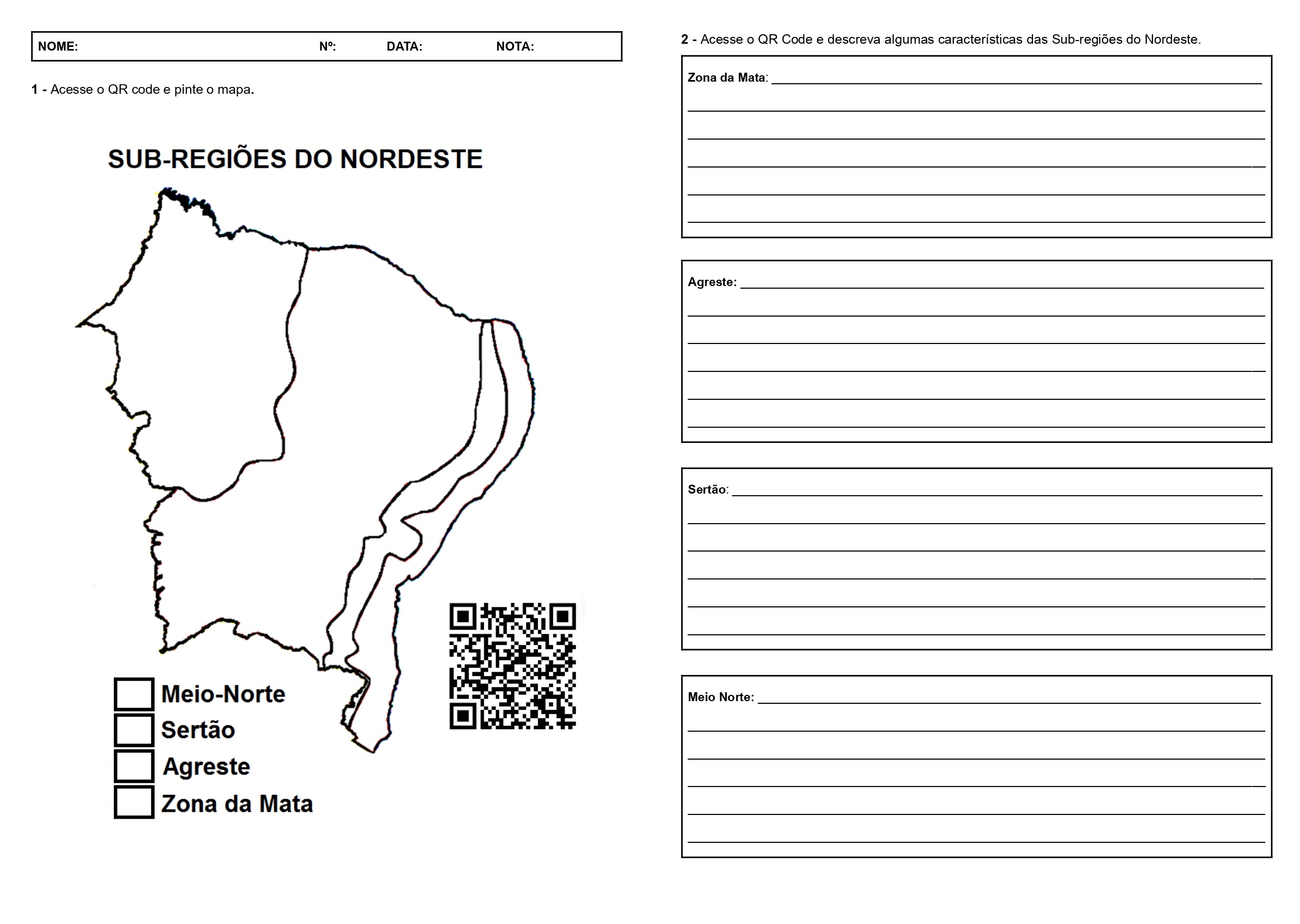 mapa da região nordeste para colorir com estados