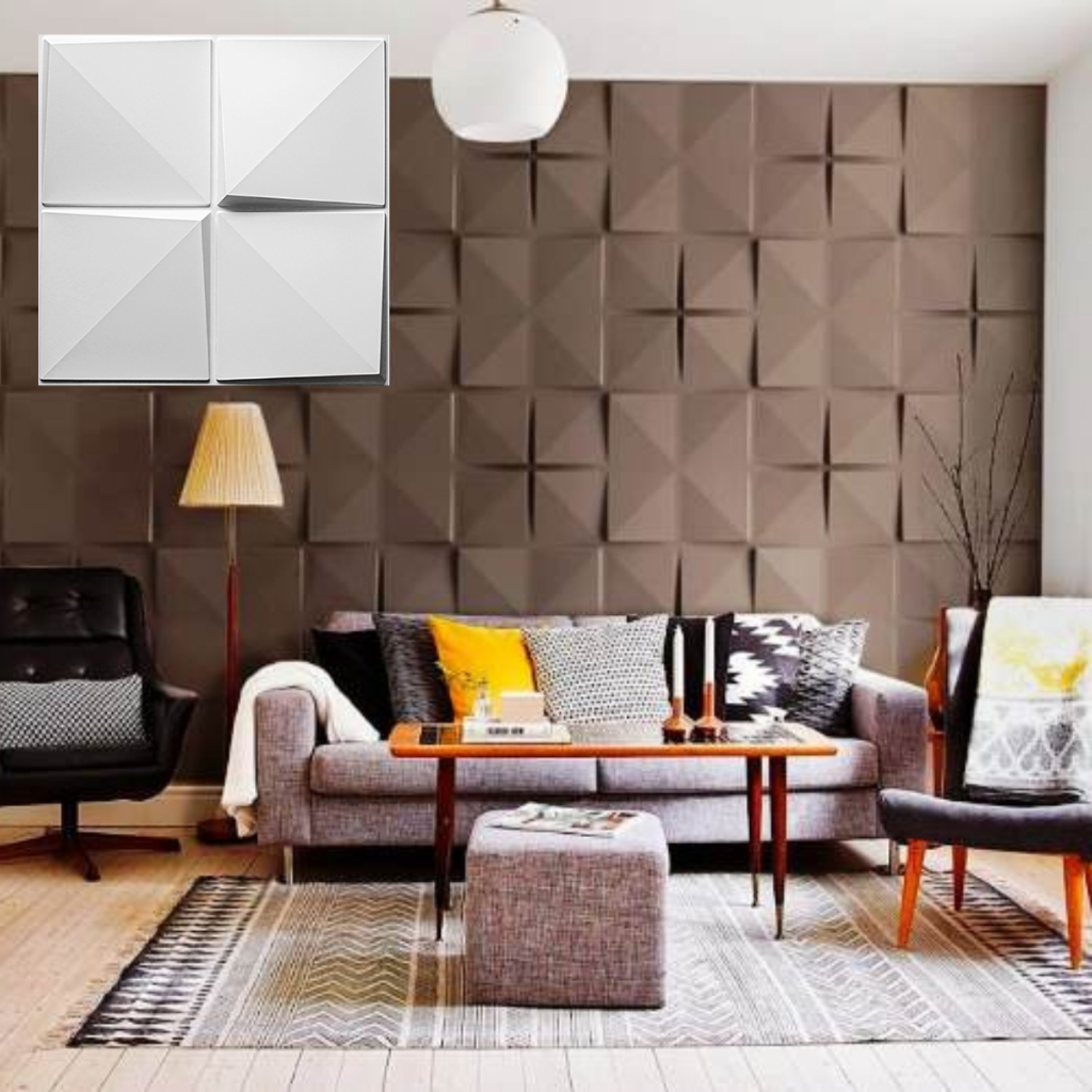 revestimento 3d branco sala