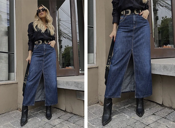 saia midi com t-shirt