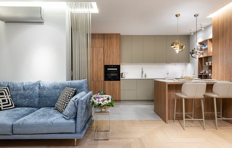 apartamento pequeno sala e cozinha americana