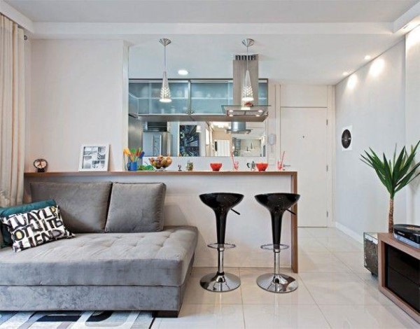 cores para sala e cozinha americana simples