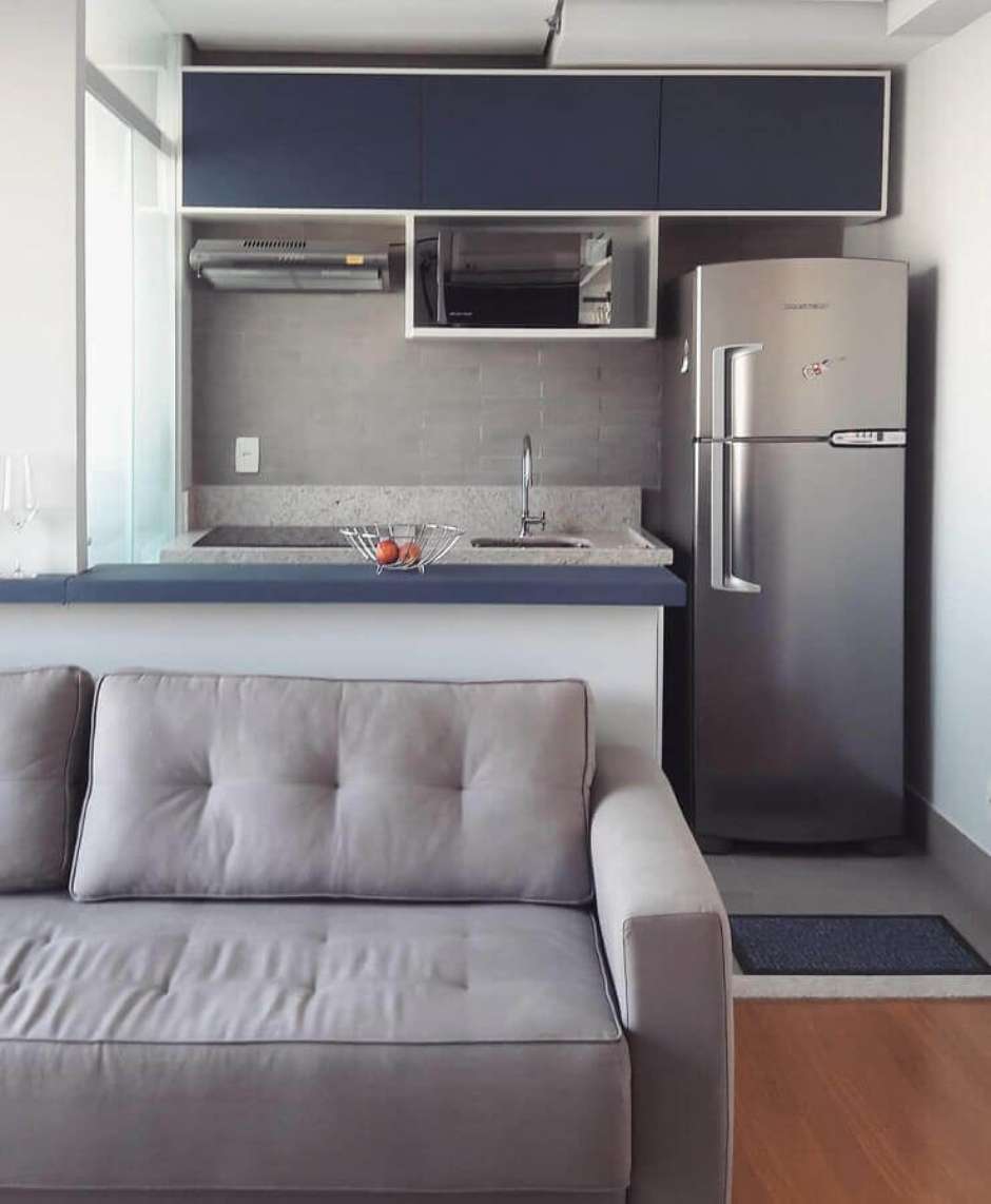 sala e cozinha integrada simples