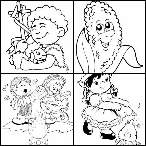 desenhos de fogueira de são joão para colorir