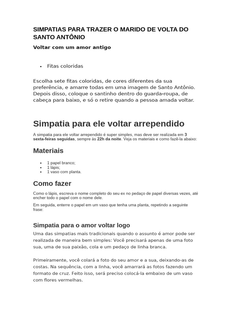 Simpatia Para Ex Se Arrepender E Voltar