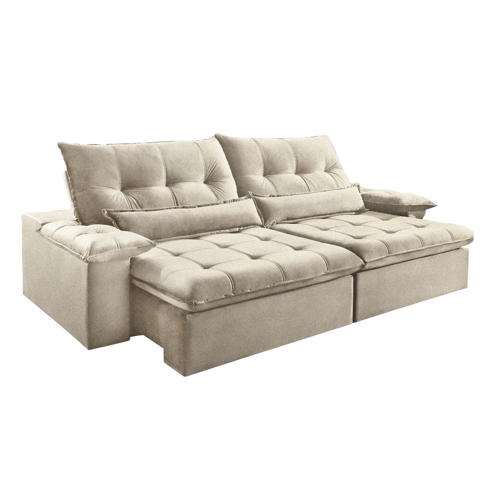 Sofá retrátil 4 lugares com chaise