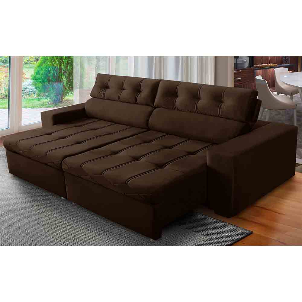 Sofá retrátil 4 lugares em suede