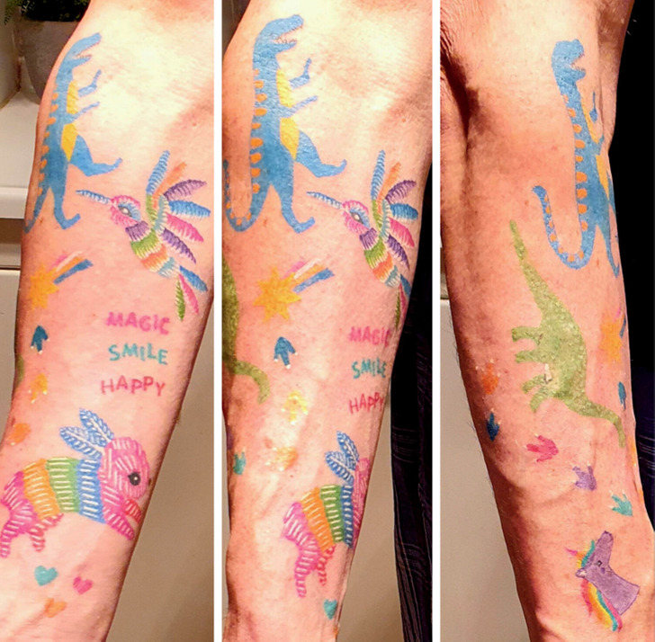 sonhar fazendo tatuagem no braço direito