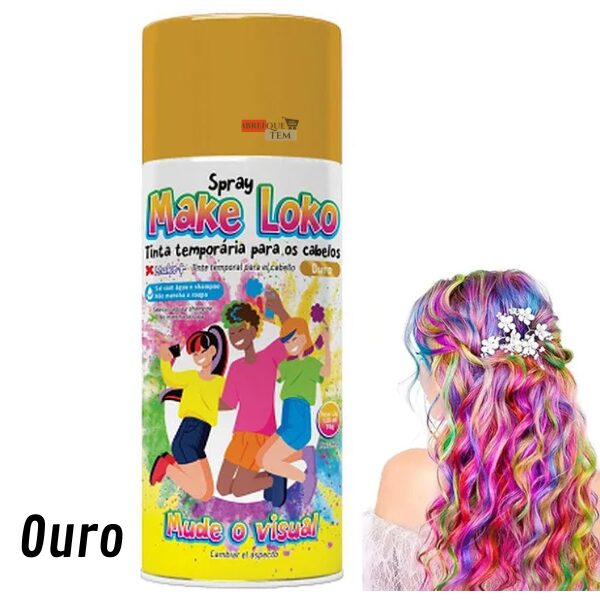 spray colorido ou tinta temporária para cabelo maluco