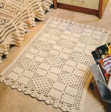 Tapete De Crochê Quadrado