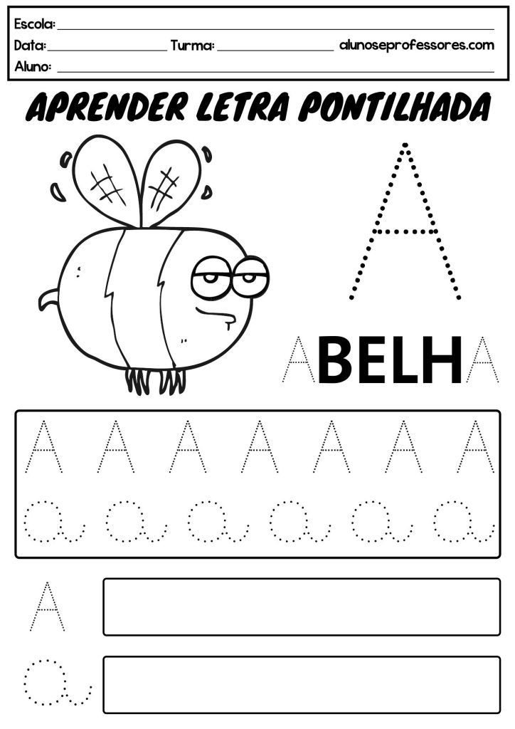 exercícios letra a educação infantil