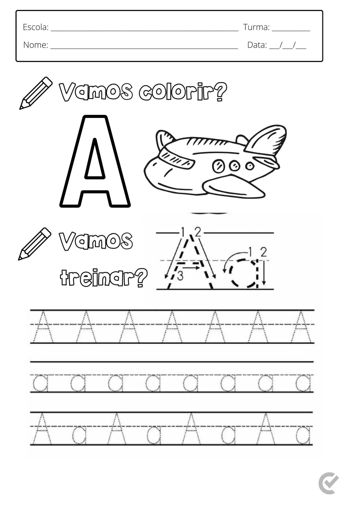 traçado da letra a